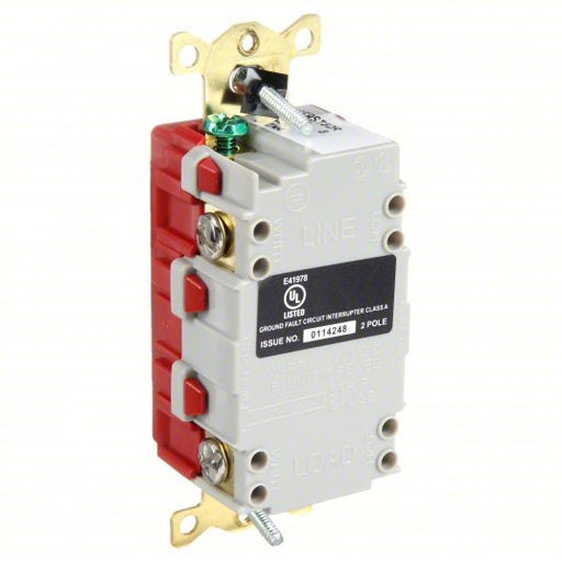 Hubbell GFR82R GFCI Receptacle, 15A, 125VAC, 5-15R, Red - ZenverasKV39EA37