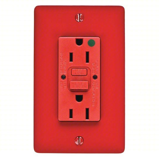 Hubbell GFR82R GFCI Receptacle, 15A, 125VAC, 5-15R, Red - ZenverasKV39EA37