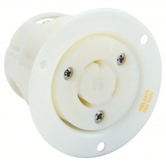 Hubbell HBL2316 20A Flanged Twist-Lock Receptacle 2P 3W 125VAC - ZenverasKV3D035