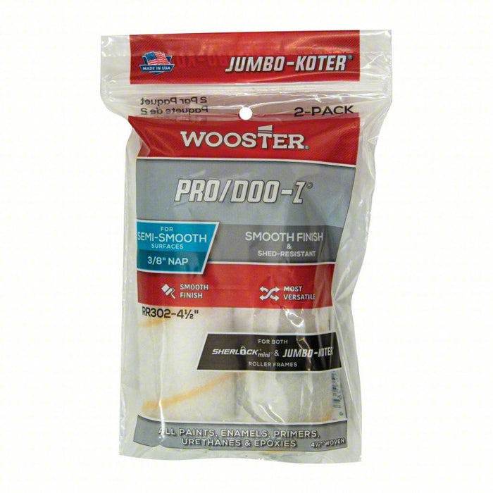 Wooster RR302-4-1/2 Mini Paint Rollers 4 1/2 in Lg, 3/8 in Nap Size, Woven Fabric, Std, 3/8 in Nap Size, 2 PK - ZenverasKV3TA37