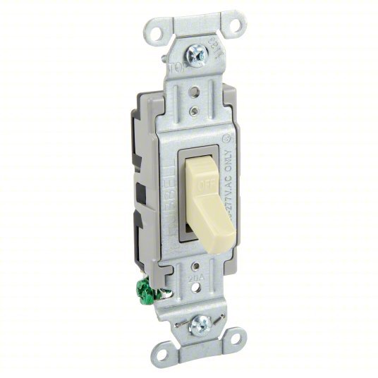 Hubbell CSB120I Wall Switch Toggle Switch, Single Pole, Ivory, 20 A, Screw Terminals - ZenverasKV49YL39
