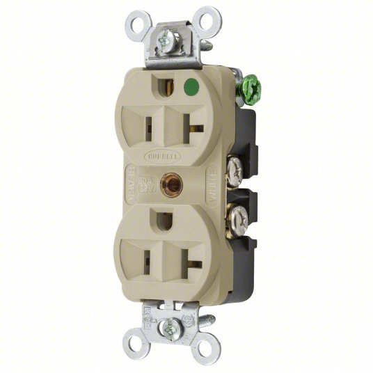 Hubbell HBL8300HI Receptacle 5-20R, 20 A, 125V AC, Ivory, 2 Poles - ZenverasKV4D058