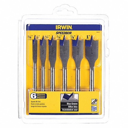 Irwin 88886 Spade Drill Bit Set 6 in Overall Lg, Bright (Uncoated), 1/4 in Shank Hex Size, 6 Drill Bits - ZenverasKV4XL03