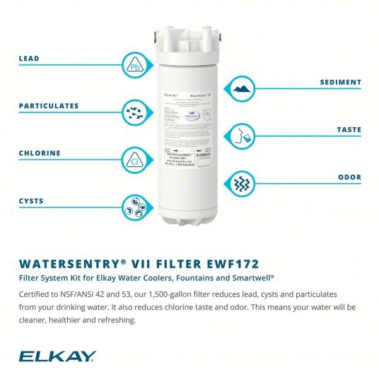 Elkay EWF172 Water Cooler Filter 1.5 gpm, 1,500 gal, 12 1/2 in Overall Ht, 3 1/4 in Dia - ZenverasKV4YK10
