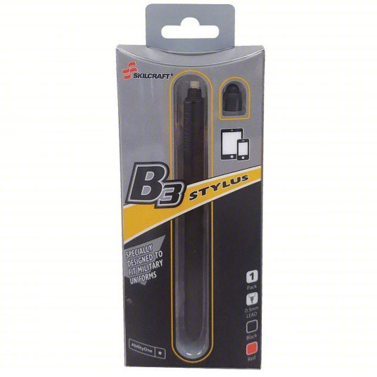 Ability One 7520-01-646-1095 Black/Red, 0.8 mm Pen Tip, Retractable, Brass, Stylus On Top of The Eraser Cap, Black - ZenverasKV52WX50