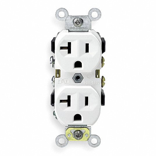Leviton CR20-W Receptacle, White, 20 A, 2P3W, Side, 1PK - ZenverasKV792U99