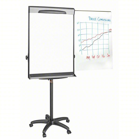 Mastervision EA48062119 Dry Erase Board Mobile/Casters, 42 in Dry Erase Ht, 29 1/2 in Dry Erase Wd, 27 in Dp, Black, White - ZenverasKV52XG93