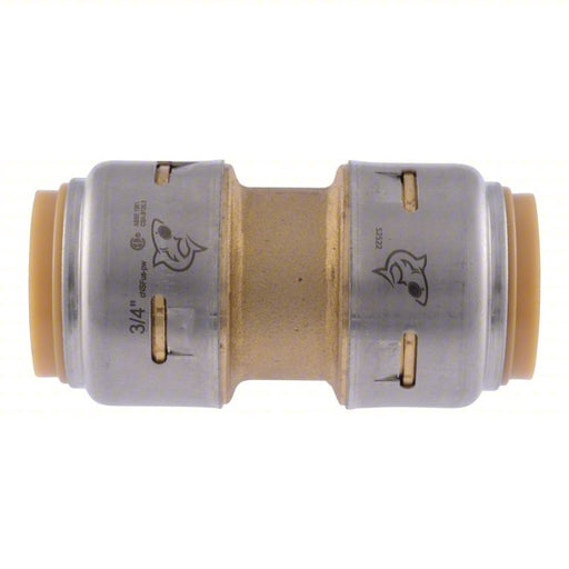 Sharkbite Max UR016 Coupling Brass, Push-Fit x Push-Fit, For 7/8 in x 7/8 in Tube OD, 3/4 in x 3/4 in Pipe Size - ZenverasKV809MG6