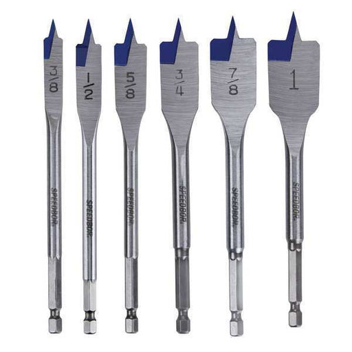 Irwin 88886 Spade Drill Bit Set 6 in Overall Lg, Bright (Uncoated), 1/4 in Shank Hex Size, 6 Drill Bits - ZenverasKV4XL03