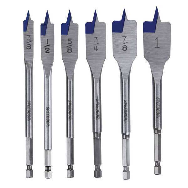 Irwin 88886 Spade Drill Bit Set 6 in Overall Lg, Bright (Uncoated), 1/4 in Shank Hex Size, 6 Drill Bits - ZenverasKV4XL03